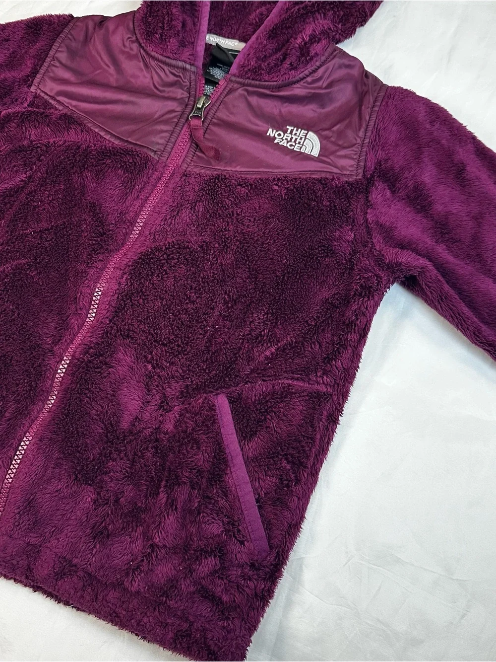 The North Face Girls S 7/8 Purple Hooded Full Zip Jacket w/ Pockets